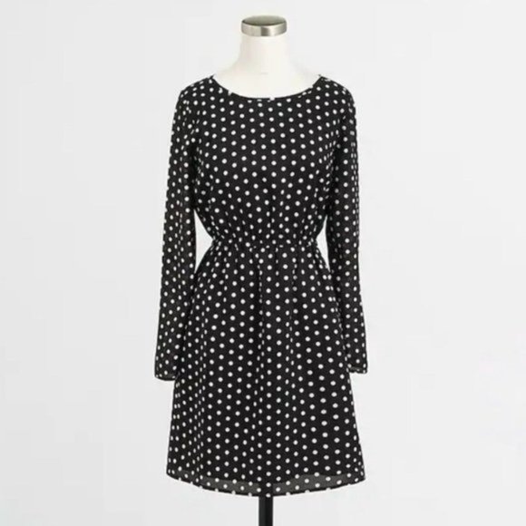 J. Crew Dresses & Skirts - J. Crew Black Polka Dot Long Sleeve Dress